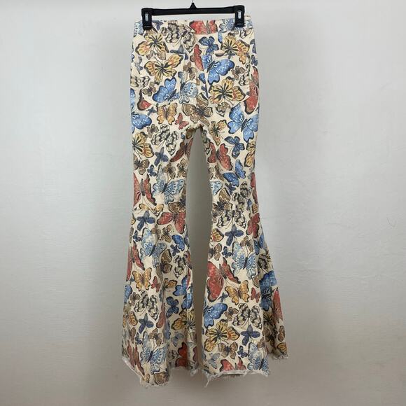 We The Free - Free People Just Float On Printed Flare Jeans - Bright Combo - 27 - Picture 4 of 11